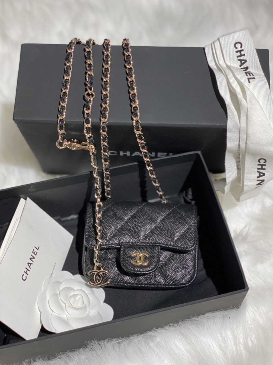 Chanel Flap Coin Purse With Chain Black Quilted Lambskin  Dr Runway