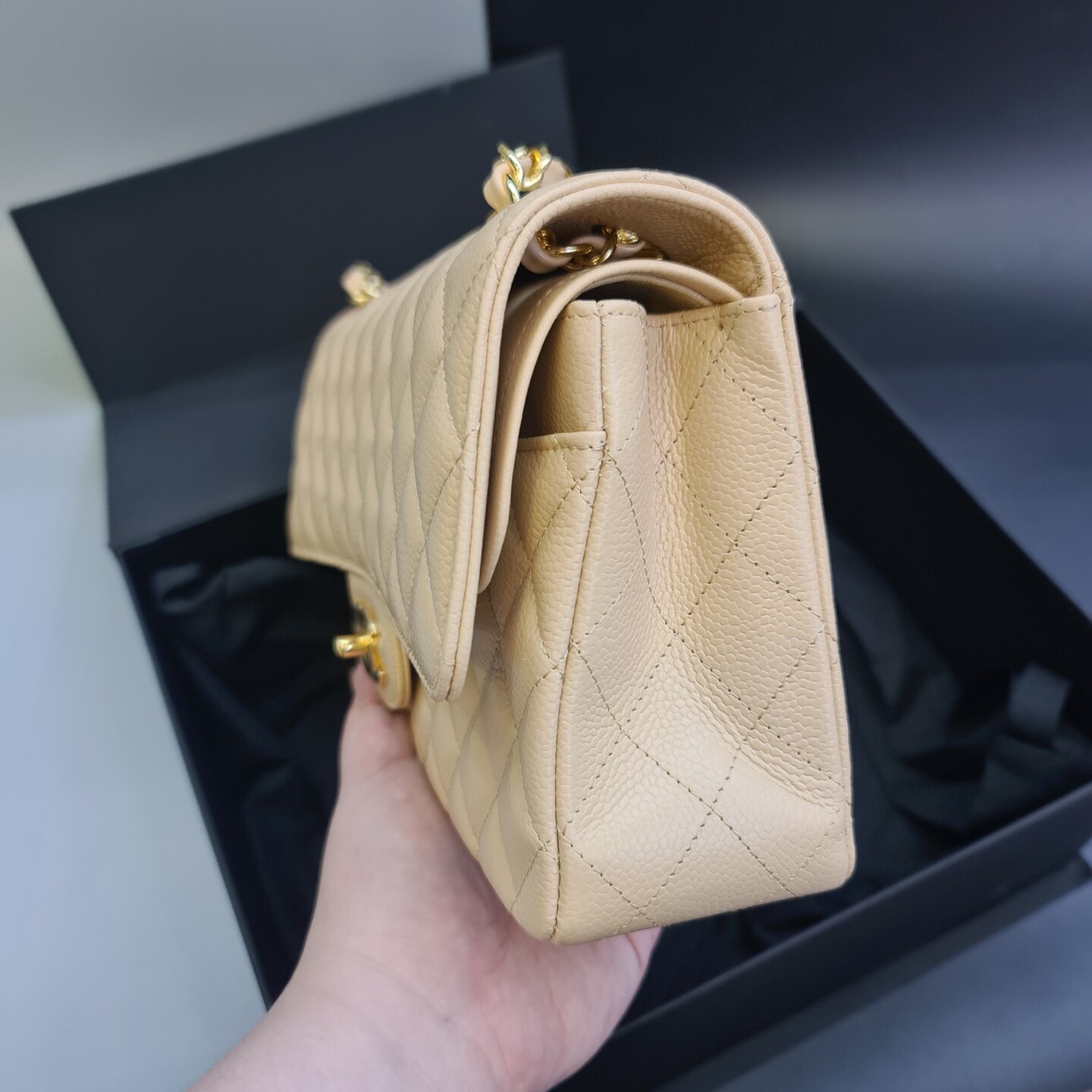 Chanel Nude Lambskin Jumbo Double Flap Bag at the best price