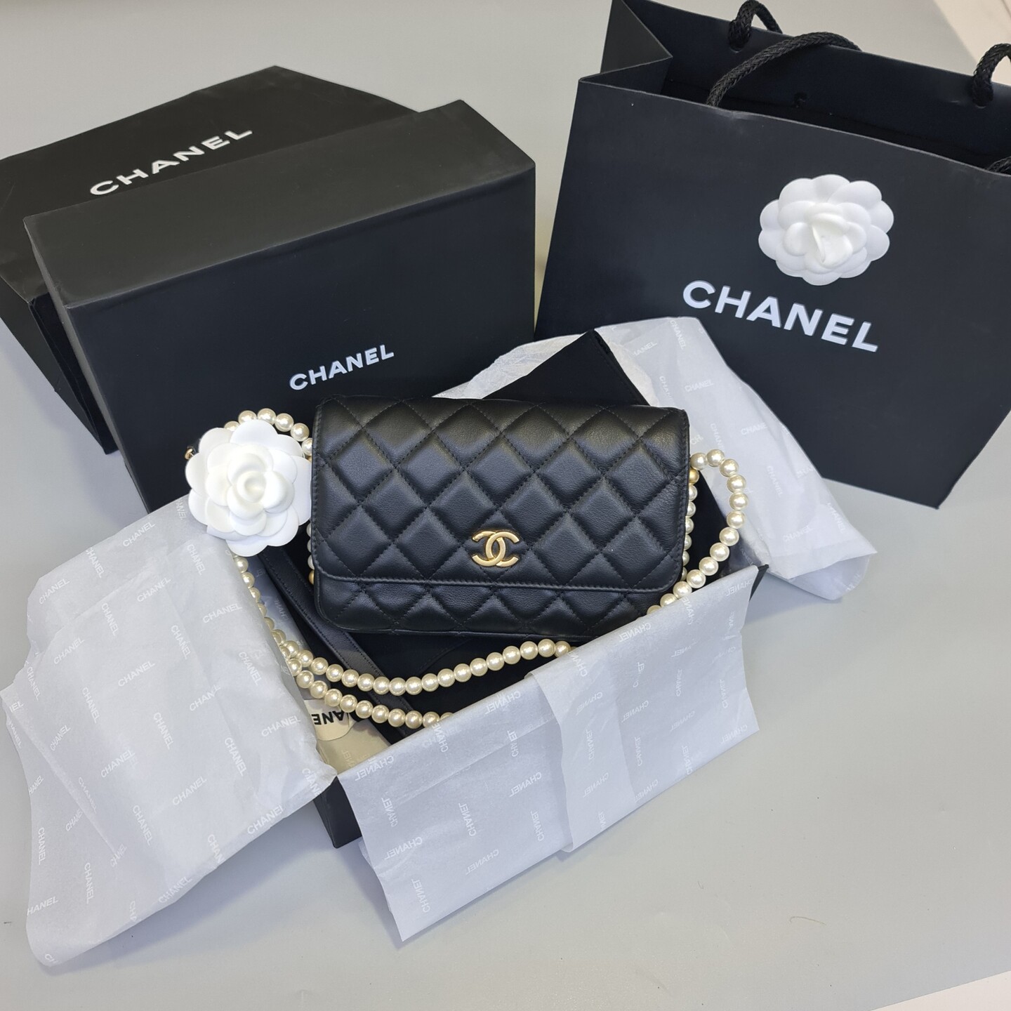 Chanel Pearl Chain Bag  Neutrals Crossbody Bags Handbags  CHA877641   The RealReal
