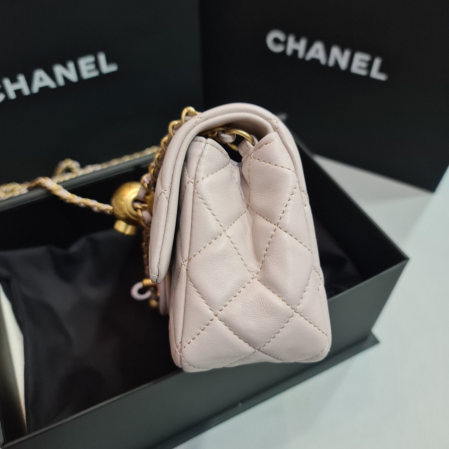 Chanel Mini Flap Bag With Top Handle Blue  Nice Bag