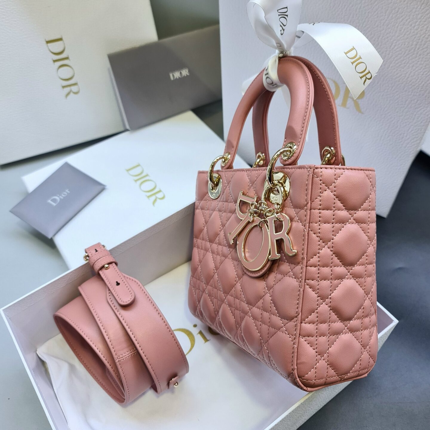 Medium Lady DLite Bag Powder Pink Dior Jardin Botanique Embroidery  DIOR  US